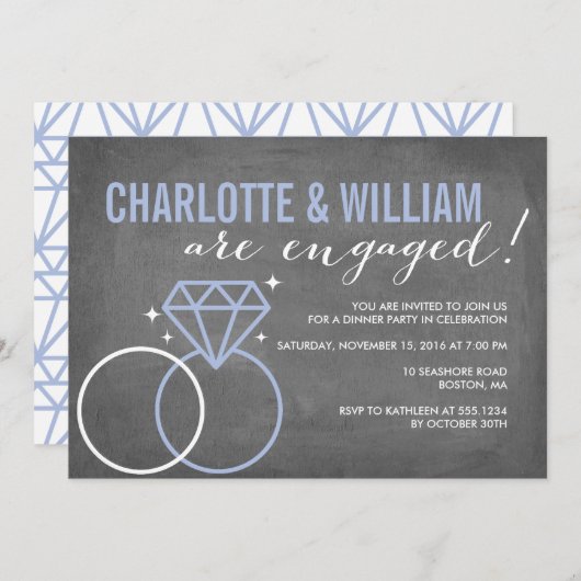 Diamond Chalkboard Verlovingskaart | Verlovingsfee Kaart (Voorkant / Achterkant)