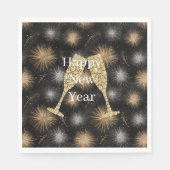 Diamond Champagne Happy New Year Black Fireworks Servet (Voorkant)