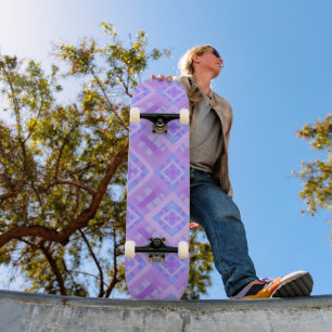 Diamond Check Patchwork - Lila Blauw 1 Skateboard