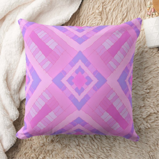 Diamond Check Patchwork - Roze Periwinkle 1 Kussen (Deken)