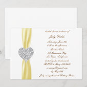 Diamond Coeur Jaune Mariage Invitation Fête des ma (Devant / Derrière)