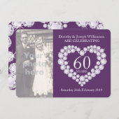 Diamond coeur mariage photo 60 ans invitation de f (Devant / Derrière)