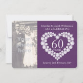 Diamond coeur mariage photo 60 ans invitation de f (Devant)