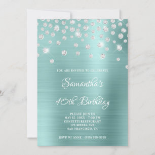 Diamond Confetti Bleek Turquoise Satin Folie Ombre Kaart