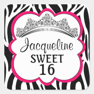 Diamond Crown Zebra Fuchsia Stickers