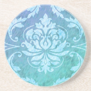 Diamond Damask, COLORFUL RAIN in Blue & Turquoise Zandsteen Onderzetter
