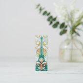 Diamond Damask, EIFFEL TOWER in Gold en Blauwgroen Mini Visitekaartje (Staand voorkant)