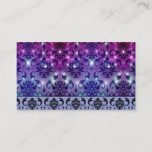 Diamond Damask, FAIRY LIGHTS in Plum and Blue Visitekaartje (Voorkant)