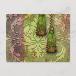 Diamond Damask, MOROCCO in Red en Chartreuse Briefkaart