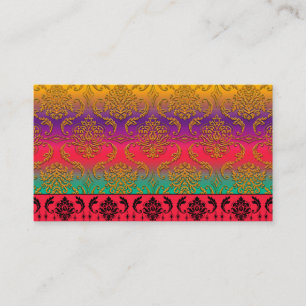 Diamond Damask, NEON RAINBOW in Goldenrod en Paars Visitekaartje