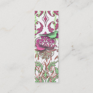 Diamond Damask, SPRING BIRDS in Raspberry & Mint Mini Visitekaartje