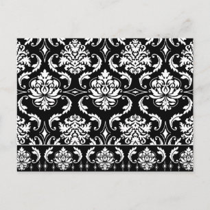 Diamond Damask, wit op zwart Briefkaart