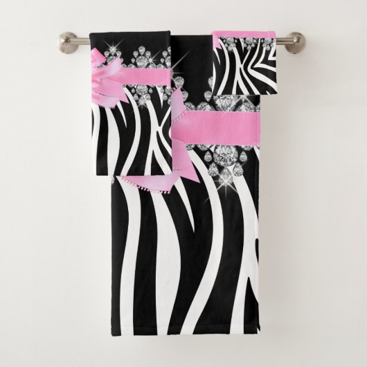 Diamond Delilah Zebra (roze) Bad Handdoek (Insitu)