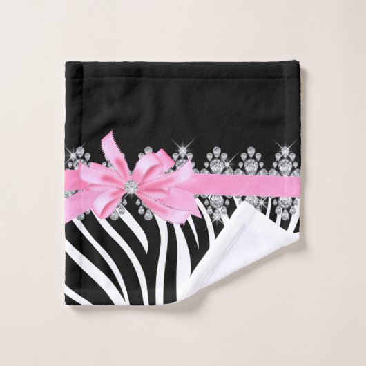 Diamond Delilah Zebra (roze) Bad Handdoek (Wasdoekje)