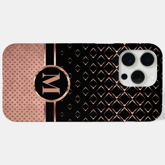 Diamond Design Roos Goud en Zwart Case-Mate iPhone Case (Achterkant (horizontaal))