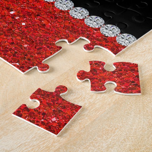 Diamond Diva (rode glitter) Legpuzzel (Zijkant)