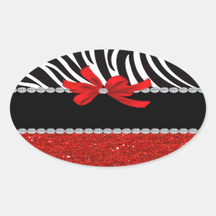 Diamond Diva (rode glitter) Ovale Sticker