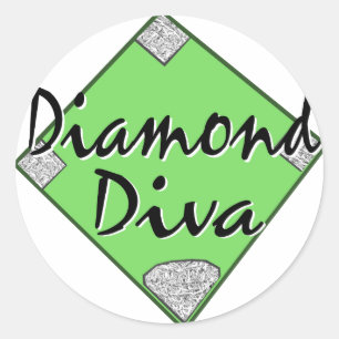 Diamond Diva Softball Ronde Sticker