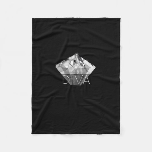 Diamond Diva zwart Fleece Deken (Voorkant)