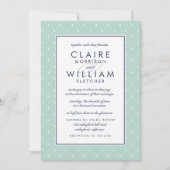 Diamond Dot bruiloft uitnodiging | Munt en marine (Voorkant)