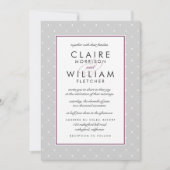 Diamond Dot bruiloft uitnodiging | Plum en grijs (Voorkant)