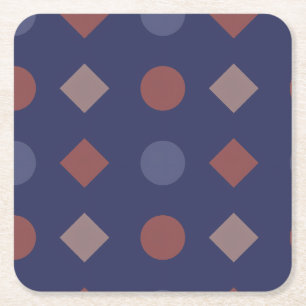 Diamond-Dot Geometrisch Patroon - Marine, Brick Vierkante Kartonnen Onderzetter
