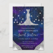 Diamond Dress & Bokeh String Lights Sweet 16 Kaart (Voorkant)