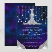 Diamond Dress & Bokeh String Lights Sweet 16 Kaart (Voorkant / Achterkant)