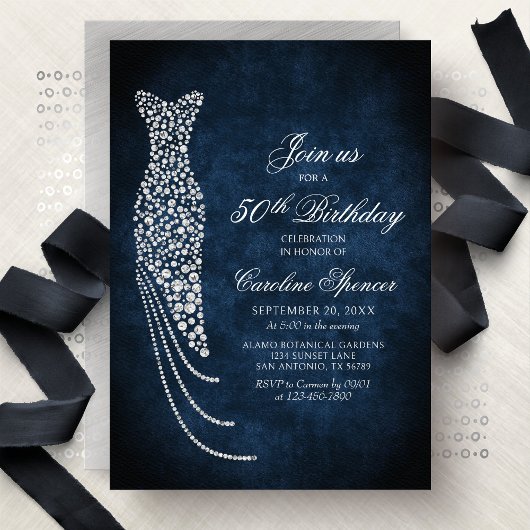 Diamond Dress Women's 50th Birthday Invitation