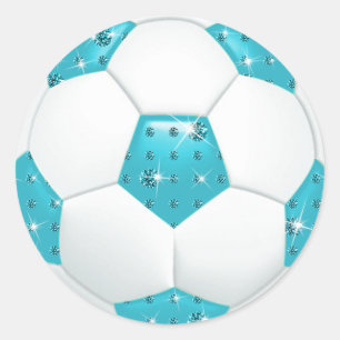 Diamond Edelstenen Aqua Voetbal Ronde Sticker