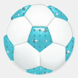 Diamond Edelstenen Aqua Voetbal Ronde Sticker