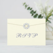 Diamond en Parel Broche op Enveloppe RSVP (Staand voorkant)