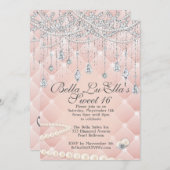 Diamond en Parels Verjaardagsfeestuitnodigingen Kaart (Voorkant / Achterkant)