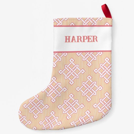 Diamond Endless Knot in Pink + Orange Personalized Kleine Kerstsok (Achterkant)