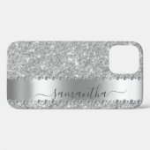 Diamond Faux Glitter Kalligrafie Naam Zilver Case-Mate iPhone Case (Achterkant (horizontaal))