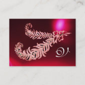 DIAMOND FEATHERS MONOGRAM, Red Burgundy Ruby Pearl Visitekaartje (Achterkant)