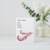 DIAMOND FEATHERS MONOGRAM, roze, goudmetaal Visitekaartje (Staand voorkant)