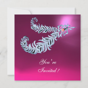 DIAMOND FEATHERS Roze Fuchsia Amethyst Champagne Kaart