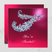 DIAMOND FEATHERS Roze Fuchsia Rood Robijn Champagn Kaart (Voorkant / Achterkant)