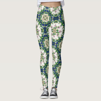 Diamond Floral Mandalas Seamless Pattern Leggings