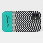 Diamond Flower Black White Chevron Pattern Case-Mate iPhone Case (Achterkant (horizontaal))