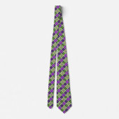 Diamond Flower Geometric Moss & Violet Two-side Stropdas (Achterkant)