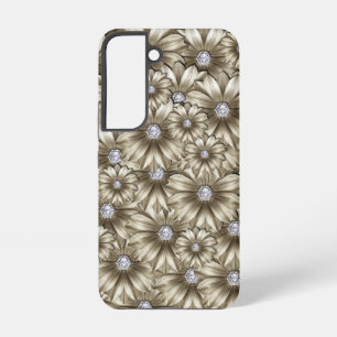 Diamond Flowers Gemstone Samsung Galaxy Hoesje