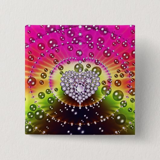 Diamond Fractal Vierkante Button 5,1 Cm (Voorkant)