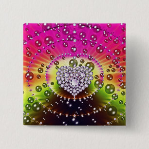 Diamond Fractal Vierkante Button 5,1 Cm