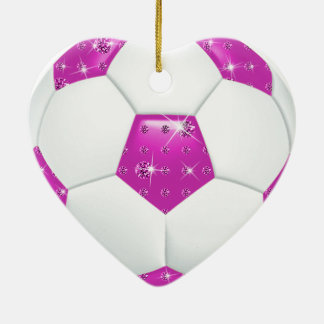 Diamond Gemstenen Aqua en Roze Voetbal Keramisch Ornament
