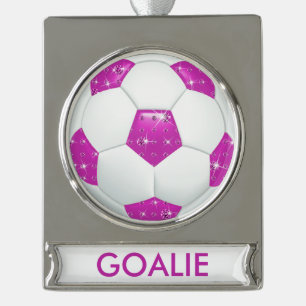 Diamond Gemstone Soccer GOALIE Ornament Verzilverd Banner Ornament