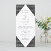 Diamond Geometric Navy Gold Gatsby Wedding Programma (Staand voorkant)