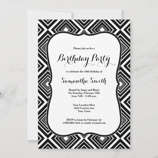 Diamond Geometric Pattern Birthday Invitation Kaart (Voorkant)