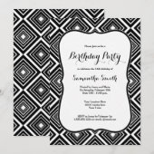 Diamond Geometric Pattern Birthday Invitation Kaart (Voorkant / Achterkant)